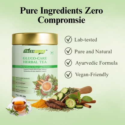 குளுக்கோ கேர் மூலிகை தேநீர் | ஆரோக்கியமான இரத்த சர்க்கரையை ஆதரிக்கிறது | இயற்கை மூலிகை கலவை