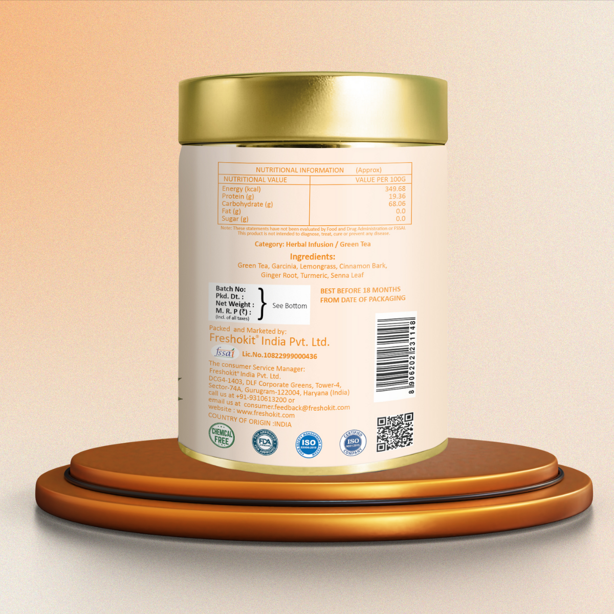 ஃப்ரெஷ்வில்லே ஸ்லிம்மிங் கிரீன் டீ | வளர்சிதை மாற்ற ஆதரவு | ஆக்ஸிஜனேற்ற எதிர்ப்பு | 60 கப் | பிரீமியம் ஹெர்பல் டீ டின் | இயற்கை கொழுப்பு வளர்சிதை மாற்றம் & ஆரோக்கிய ஆதரவு