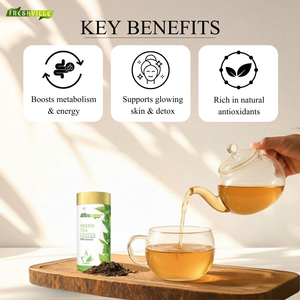 Freshville Green Tea Leaves | Improves Metabolism & Reduces Fat |Green Bliss – Refresh Your Life Naturally