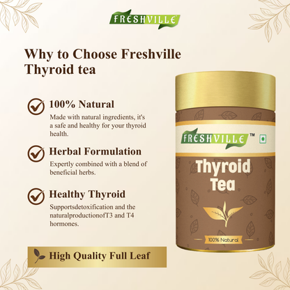 Freshville Thyroid Tea | Helps With Thyroid Support (Tsh T3 T4) | Ashwagandha, Turmeric, Liquorice, Nittle, Cinnamon, Ginger, Chamomile, Flax Seed, 45 Day
