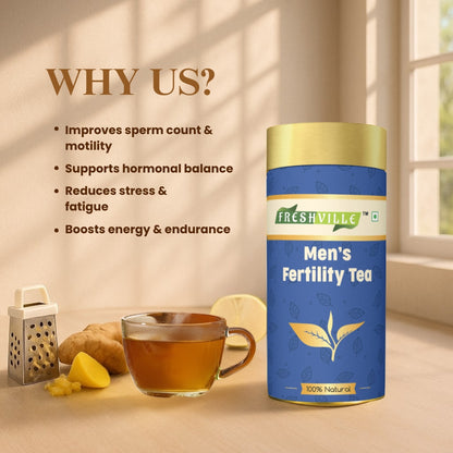Freshville Men Fertility Tea | Natural Herbal Blend for Male Reproductive Health | 3 Month