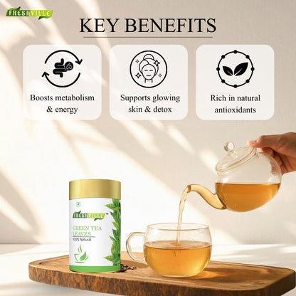 Freshville Green Tea Leaves | Improves Metabolism & Reduces Fat |Green Bliss – Refresh Your Life Naturally 45 Day