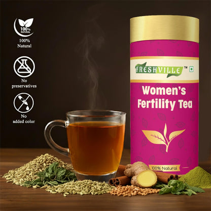 ஃப்ரெஷ்வில் பெண்கள் கருவுறுதல் தேநீர் | ஹார்மோன் சமநிலை, மூலிகைகள் மூலம் கருவுறுதலை அதிகரிக்கும் வெந்தயம், தொட்டால் எரிச்சலூட்டுகிற ஒருவகை செடி, இலவங்கப்பட்டை, இஞ்சி, துளசி, வெந்தயம், புதினா, ஷட்டாவரி, முருங்கை