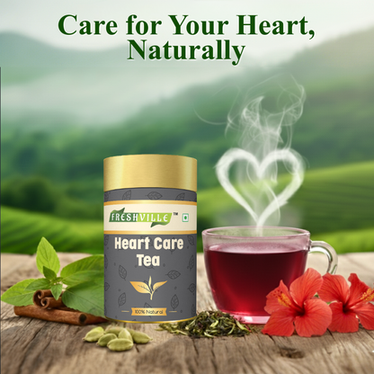 Freshville Heart Care Tea | Controls Blood Pressure with herbs Tulsi, Cardamom, Cinnamon, and Hibiscus , 45 Dayj