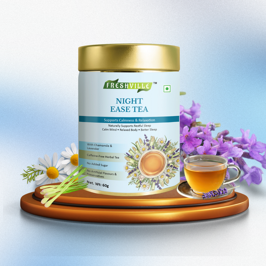 ಫ್ರೆಶ್‌ವಿಲ್ಲೆ ನೈಟ್ ಈಸ್ ಹರ್ಬಲ್ ಟೀ | ವಿಶ್ರಾಂತಿ ಮತ್ತು ಶಾಂತ ಬೆಂಬಲ | ಕೆಫೀನ್ ರಹಿತ | ನೈಸರ್ಗಿಕ ನಿದ್ರೆ ಮತ್ತು ಒತ್ತಡ ನಿವಾರಕ ಟೀ | ಶಾಂತಗೊಳಿಸುವ ಹರ್ಬಲ್ ಮಿಶ್ರಣ