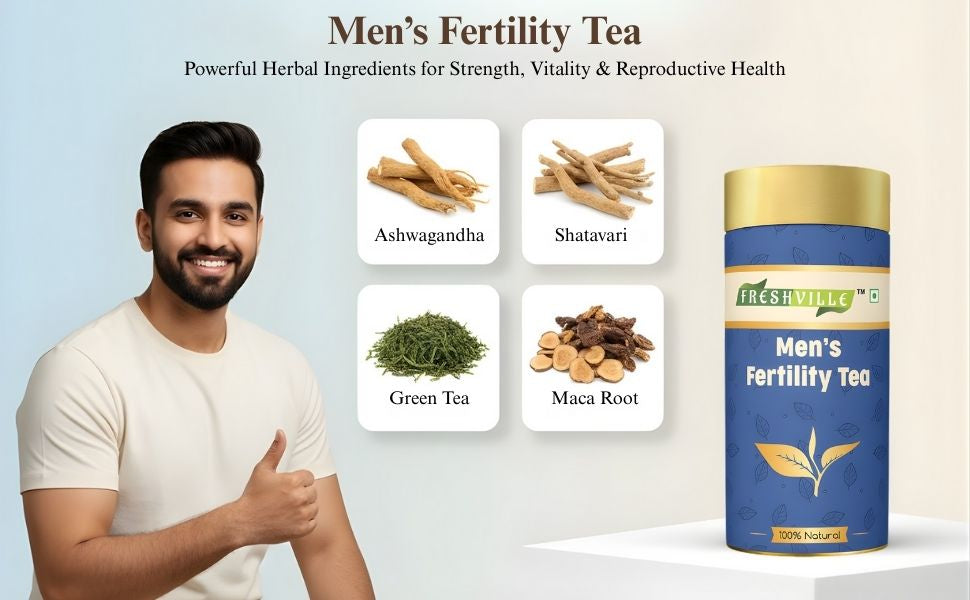 Freshville Men Fertility Tea | Natural Herbal Blend for Male Reproductive Health | 3 Month