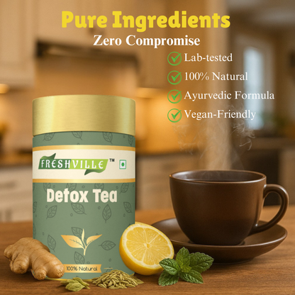 Freshville Detox Tea | Detoxify Body with herbs Peppermint, Lemongrass, Hibiscus, Cardamom, Cinnamon, Green Tea, 50gm