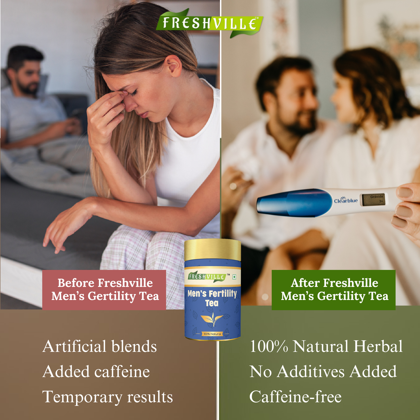 Freshville Men Fertility Tea | Natural Herbal Blend for Male Reproductive Health | 45 Day