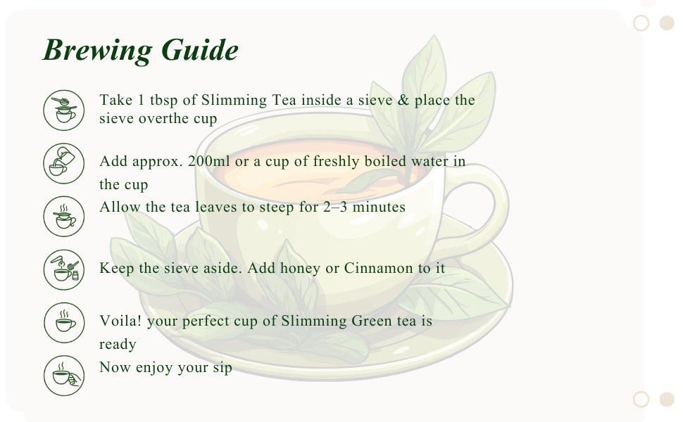 Freshville Slimming Green Tea | Burn Fat Easily with Herbs Garcinia, Cinnamon, Ginger, Lemongrass, Turmeric, Green tea, Senna leaf , 100gm