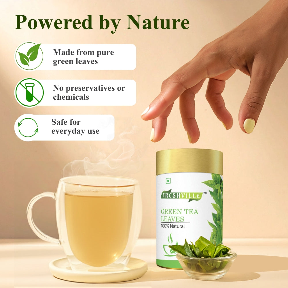 Freshville Green Tea Leaves | Improves Metabolism & Reduces Fat |Green Bliss – Refresh Your Life Naturally 45 Day