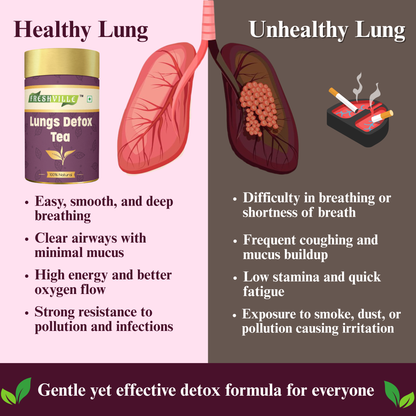 Freshville Lungs Detox Tea | Helps Quit Smoking And Clean Lungs with Herbs Moringa, Rose Petals, Peppermint, Lemongrass, Hibiscus, Cinnamon, Mulethi, Tulsi, Fenugreek, Ginger, Green Tea 45 month