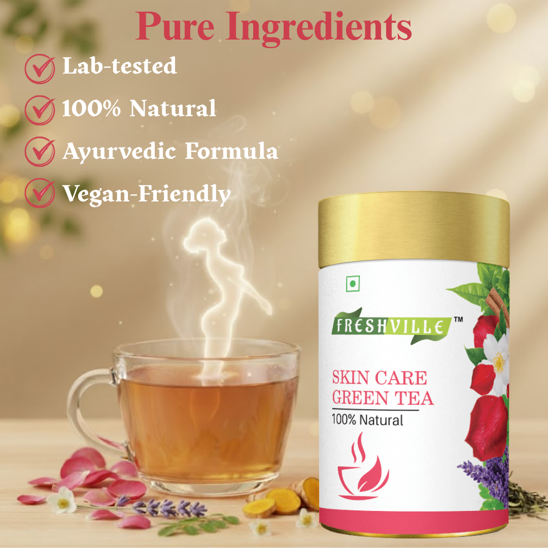Freshville Skin Care Green Tea | Glowing Skin, Moisturized Skin, Anti-Aging | With Herbs Moisturized Skin, Acne, Anti-Aging, 45 Day