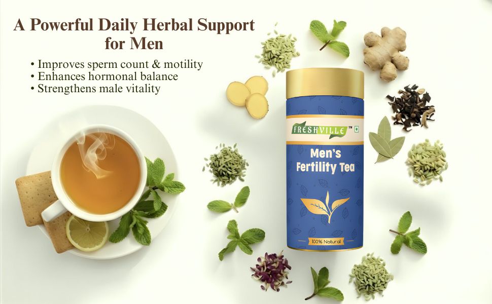 Freshville Men Fertility Tea | Natural Herbal Blend for Male Reproductive Health | 3 Month