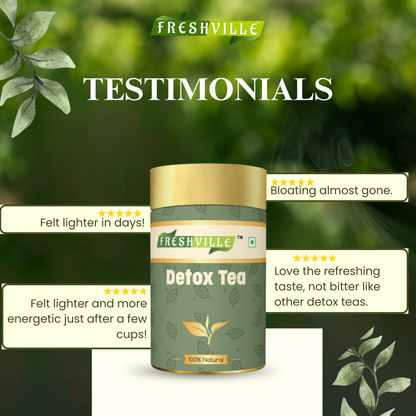 Freshville Detox Tea | Detoxify Body with herbs Peppermint, Lemongrass, Hibiscus, Cardamom, Cinnamon, Green Tea, 50gm