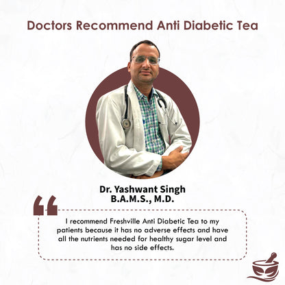 Freshville Anti Diabetic Tea | Control Blood Sugar level with herbs Turmeric, Tamarind, Karela, Tulsi, Cinnamon, Gurmar