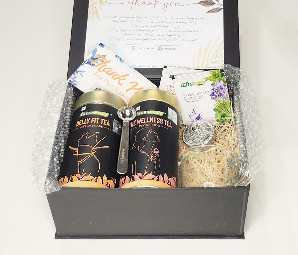 She Wellness Tea And Belly Fit Tea box with((Spoon, Stainer, Cup)(100gm*2)