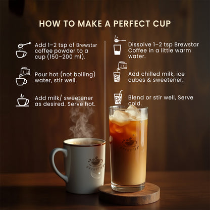 Brewstar Espresso Coffee | Roast & Ground Coffee | Instant Coffee | Premium Coffee | Great Aroma | Authentic Taste | Easy to Use