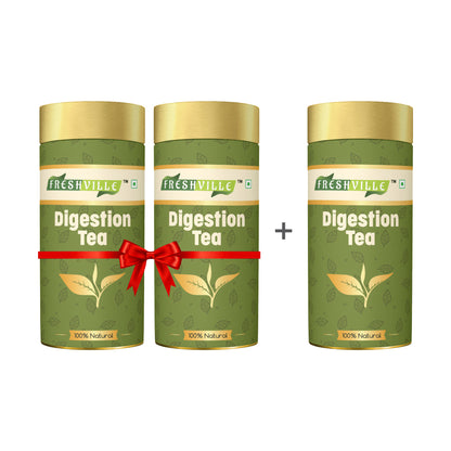 Freshville Digestion Tea | Improves Digestion, Bloating, Gas and Acidity relief with Herbs Ginger, Fennel, Ajwain, Mint, Senna leaves, Rose petals, Bay leaves, Green tea