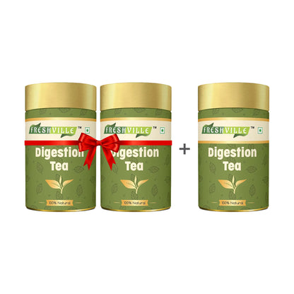 Freshville Digestion Tea | Improves Digestion, Bloating, Gas and Acidity relief with Herbs Ginger, Fennel, Ajwain, Mint, Senna leaves, Rose petals, Bay leaves, Green tea