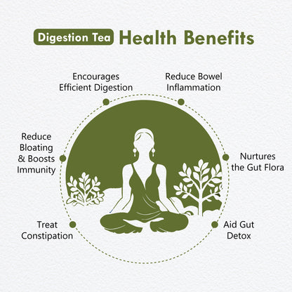 Freshville Digestion Tea | Improves Digestion, Bloating, Gas and Acidity relief with Herbs Ginger, Fennel, Ajwain, Mint, Senna leaves, Rose petals, Bay leaves, Green tea