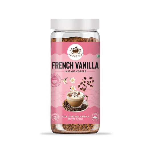 Brewstar French Vanilla Coffee | Roast & Ground Coffee | Instant Coffee | Premium Coffee | Vanilla Flavour | Great Aroma | Authentic Taste | Different Flavours | Easy to Use