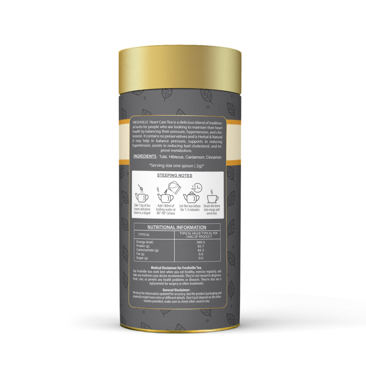 Freshville Heart Care Tea | Controls Blood Pressure with herbs Tulsi, Cardamom, Cinnamon, and Hibiscus