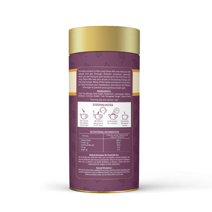 Freshville Lungs Detox Tea | Helps Quit Smoking And Clean Lungs with Herbs Moringa, Rose Petals, Peppermint, Lemongrass, Hibiscus, Cinnamon, Mulethi, Tulsi, Fenugreek, Ginger, Green Tea