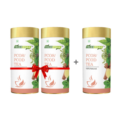 Freshville PCOS PCOD Tea | Regularizes period cycle with herbs Ginger, Fenugreek, Spearmint, Cinnamon, Fennel, Tulsi, Lodhra, Ashoka