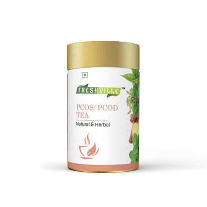 Freshville PCOS PCOD Tea | Regularizes period cycle with herbs Ginger, Fenugreek, Spearmint, Cinnamon, Fennel, Tulsi, Lodhra, Ashoka