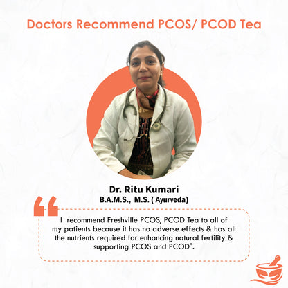Freshville PCOS PCOD Tea | Regularizes period cycle with herbs Ginger, Fenugreek, Spearmint, Cinnamon, Fennel, Tulsi, Lodhra, Ashoka