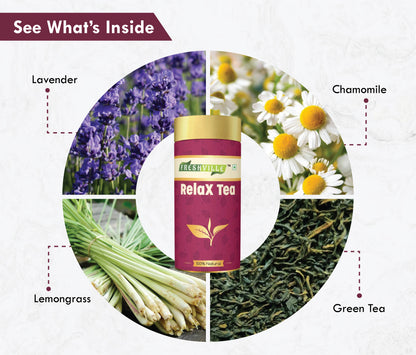 Freshville Relax Tea | Improves Sleep Quality Release Stress with Herbs Lemongrass, Lavender, Chamomile, Green Tea