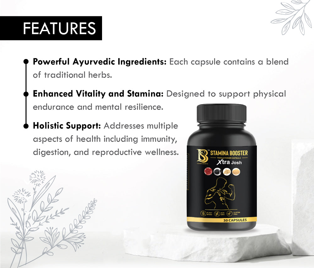 Stamina Booster Triple Power Capsule Xtra Josh and Massage Oil Spray Combo