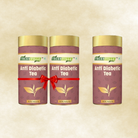 Freshville Anti Diabetic Tea | Control Blood Sugar level with herbs Turmeric, Tamarind, Karela, Tulsi, Cinnamon, Gurmar , 3 month