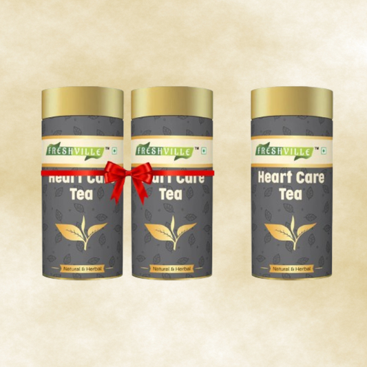 Freshville Heart Care Tea | Controls Blood Pressure with herbs Tulsi, Cardamom, Cinnamon, and Hibiscus , 3 month