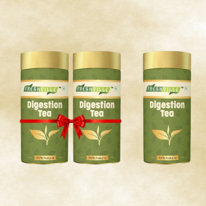 Freshville Digestion Tea | Improves Digestion, Bloating, Gas and Acidity relief with Herbs Ginger, Fennel, Ajwain, Mint, Senna leaves, Rose petals, Bay leaves, Green tea, 3Month