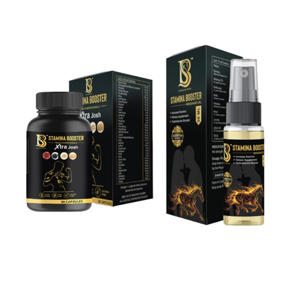 Stamina Booster Triple Power Capsule Xtra Josh and Massage Oil Spray Combo