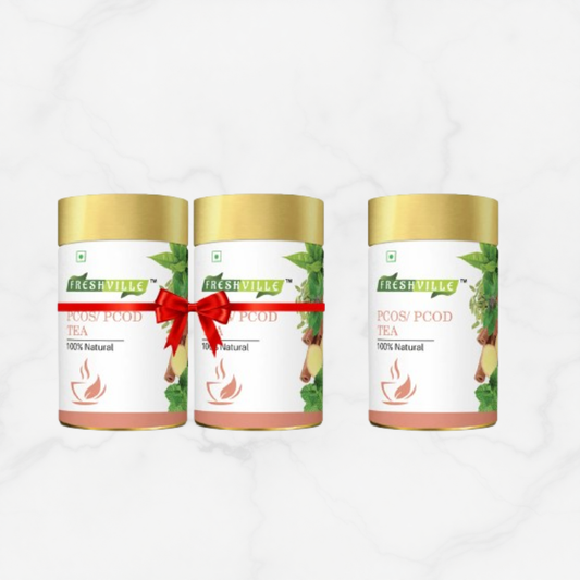 Freshville PCOS PCOD Tea | Regularizes period cycle with herbs Ginger, Fenugreek, Spearmint, Cinnamon, Fennel, Tulsi, Lodhra, Ashoka 45 Day