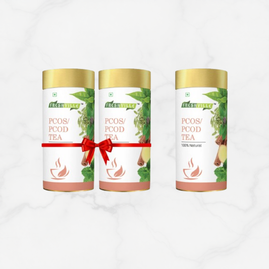 Freshville PCOS PCOD Tea | Regularizes period cycle with herbs Ginger, Fenugreek, Spearmint, Cinnamon, Fennel, Tulsi, Lodhra, Ashoka 3 Month