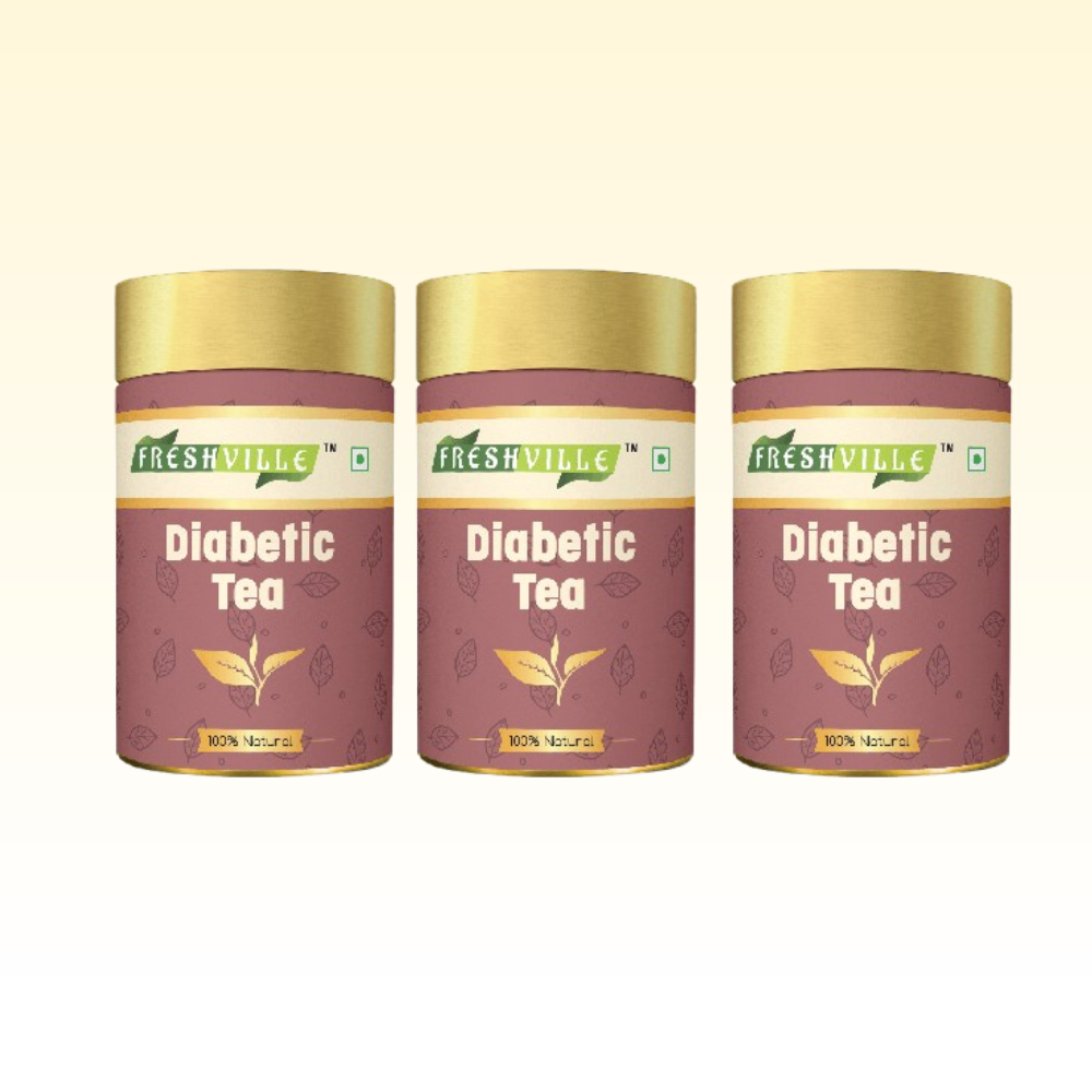 Freshville Anti Diabetic Tea | Control Blood Sugar level with herbs Turmeric, Tamarind, Karela, Tulsi, Cinnamon, Gurmar , 45Day