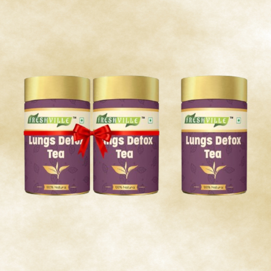 Freshville Lungs Detox Tea | Helps Quit Smoking And Clean Lungs with Herbs Moringa, Rose Petals, Peppermint, Lemongrass, Hibiscus, Cinnamon, Mulethi, Tulsi, Fenugreek, Ginger, Green Tea 45 month