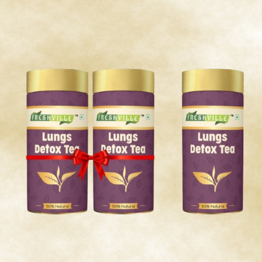 Freshville Lungs Detox Tea | Helps Quit Smoking And Clean Lungs with Herbs Moringa, Rose Petals, Peppermint, Lemongrass, Hibiscus, Cinnamon, Mulethi, Tulsi, Fenugreek, Ginger, Green Tea, 3 month