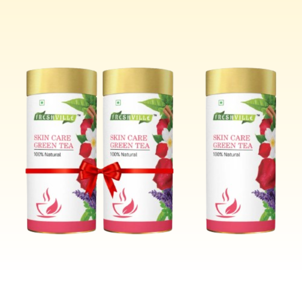 Freshville Skin Care Green Tea | Glowing Skin, Moisturized Skin, Anti-Aging | With Herbs Moisturized Skin, Acne, Anti-Aging, 3Months