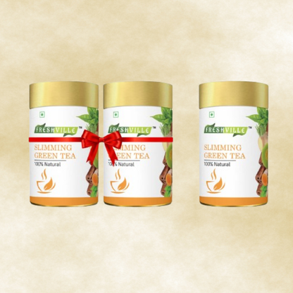 Freshville Slimming Green Tea | Burn Fat Easily with Herbs Garcinia, Cinnamon, Ginger, Lemongrass, Turmeric, Green tea, Senna leaf , 45 Day