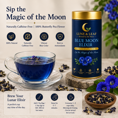 Lune & Leaf Butterfly Pea Flower Herbal Tea | Blue Moon Elixir | 100% Butterfly Pea Flower | 100g |