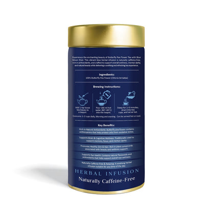 Lune & Leaf Butterfly Pea Flower Herbal Tea | Blue Moon Elixir | 100% Butterfly Pea Flower | 100g |