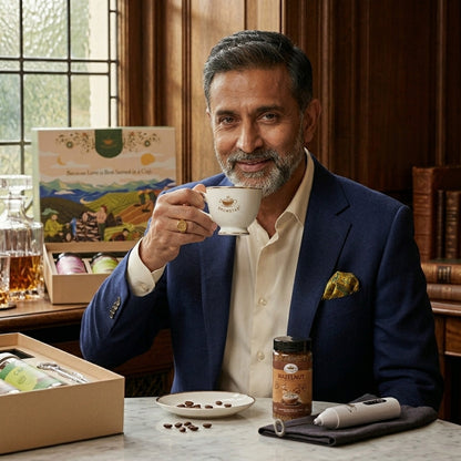 Premium Flavored Coffee Gift Set – French Vanilla, Hazelnut & Cardamom Coffee Combo with Accessories