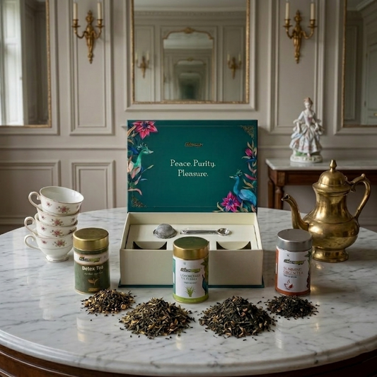 Premium Herbal Detox Tea Gift Set – Lemongrass, Detox & Green Tea Wellness Combo with Infuser