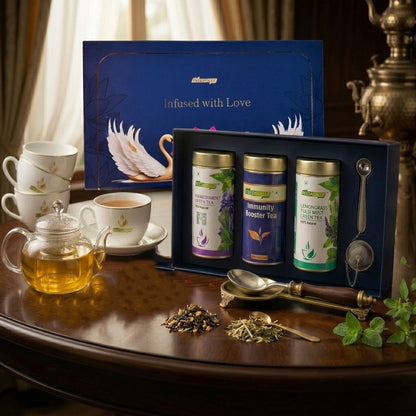 Premium Herbal Green Tea Gift Set – Immunity Booster, Refreshment & Lemongrass Tulsi Mint Tea Combo