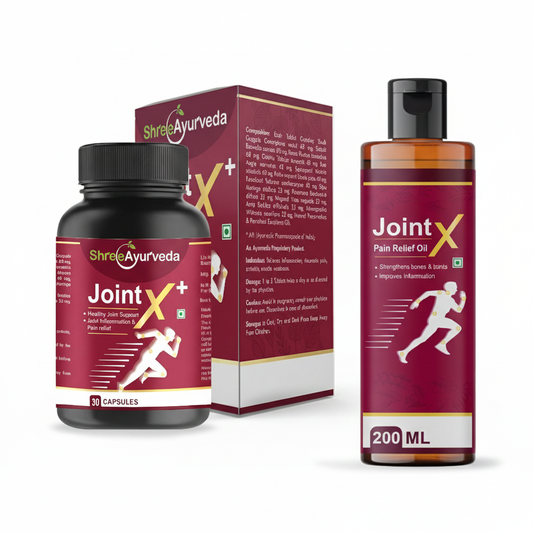 மூட்டு இயக்கம் மற்றும் ஆரோக்கிய ஆதரவுக்கான JointX எண்ணெய் & காப்ஸ்யூல் காம்போ - 2 பேக் (200 மில்லி எண்ணெய் + 30 காப்ஸ்யூல்கள்) - முழங்கால்கள், முதுகு, தோள்கள் மற்றும் கணுக்கால்களுக்கான இயற்கை வலி நிவாரணம் & நெகிழ்வுத்தன்மை ஃபார்முலா