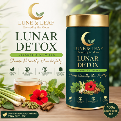 Lune & Leaf Cleanse & Slim Herbal Tea | Lunar Detox | Peppermint, Lemongrass, Hibiscus, Cardamom | Tin box 50g |